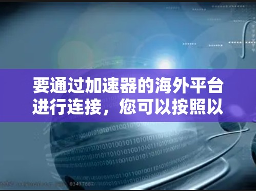 要通过加速器的海外平台进行连接，您可以按照以下步骤操作